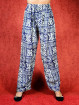 Tai chi broek met touwtje solar print donker blauw