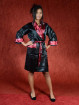 Satijnen Kimono tweezijdig draagbaar Maroon - Zwart XL