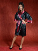Satijnen Kimono tweezijdig draagbaar Maroon - Zwart M
