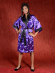 Satijnen Kimono tweezijdig draagbaar Paars - Zwart