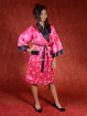 Satijnen Kimono tweezijdig draagbaar Donker Roze - Zwart