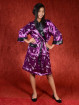 Satijnen Kimono tweezijdig draagbaar Purple - Zwart