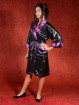 Satijnen Kimono tweezijdig draagbaar Purple - Zwart