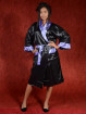 Satijnen Kimono tweezijdig draagbaar Lila - Zwart