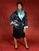 Satijnen Kimono tweezijdig draagbaar Turkoois - Zwart