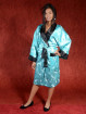 Satijnen Kimono tweezijdig draagbaar Turkoois - Zwart