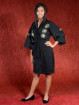 Satijnen Kimono met grote geborduurde draak Zwart