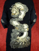 Satijnen Kimono met grote geborduurde draak Zwart